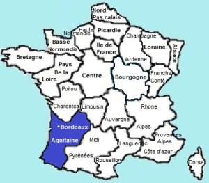 carte de France Bordeaux région Nouvelle-Aquitaine