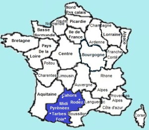 Carte de France Midi-Pyrénées